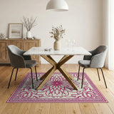 Traditional Persian Pink Ornate Pink Persian Medallion Area Rug