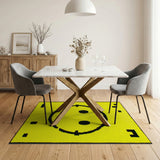 Yellow Kids Cartoon Cheerful Yellow Smiley Face Area Rug