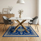 Royal Blue Ornate Persian Medallion Rug