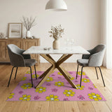 Playful Pink Yellow Floral Area Rug