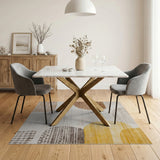 Abstract Organic Shapes Beige Area Rug