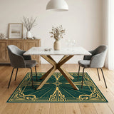 Green Geometric Sunburst Area Rug
