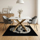 Black and White Grinning Skull Black White Area Rug
