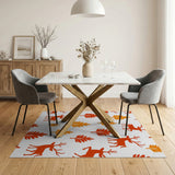 Orange Deer Autumn Leaves Silhouette Rug