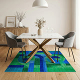 Bold Geometric Blue Teal Area Rug