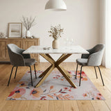 Blush Pink Poppy Floral Area Rug