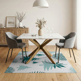 Teal Fir Tree Silhouette Area Rug
