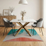 Teal Aqua Wave Abstract Area Rug