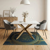 Navy Blue Gold Mandala Area Rug