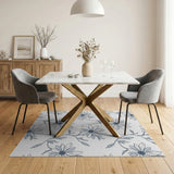 Blue and Teal Delicate Blue Daisy Floral Area Rug