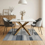 Modern Grey Geometric Block Grey Area Rug