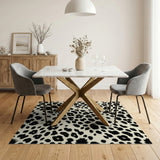 Leopard Print Area Rug Black on Cream