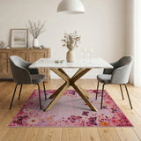 Floral Vintage Pink Butterfly Floral Area Rug
