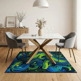 Neon Psychedelic Serpent Abstract Area Rug