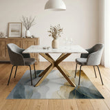 ODIKA Washable Abstract Gold and Grey Low Pile Area Rug - Non-Slip & Pet Friendly