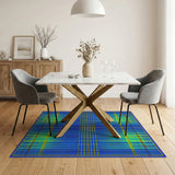 Vibrant Blue Teal Grid Geometric Area Rug