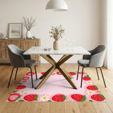 Strawberry Friends Pink Kids Cartoon Rug