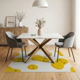 Cheerful Yellow Cartoon Peanut Pattern Rug