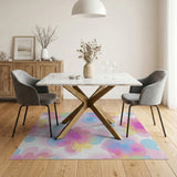 ODIKA Pastel Floral Watercolor Machine Washable Rug - Low Pile Non-Slip Area Rug