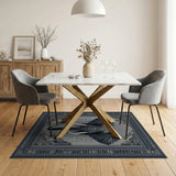 Tribal Elephant Head Black White Area Rug