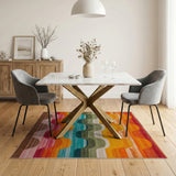 Multi-color and Patterns Vibrant Wavy Multi-Color Geometric Area Rug