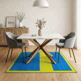 Bold Blue Yellow Geometric Geometric Modern Area Rug