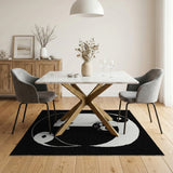 Yin Yang Cats Area Rug - Black White