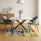 Yellow Border Multi-Color Geometric Modern Rug
