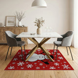 Festive Smiling Snowman Snowflakes Area Rug