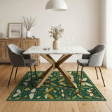 ODIKA Vintage Botanical Bee Illustration Washable Area Rug - Low Pile & Non-Slip