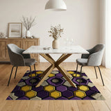 Purple Yellow 3D Hexagon Geometric Area Rug