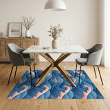Blue and Teal Coastal Beach Blue Wave Coastal Area Rug