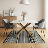Geometric Modern Striped Bold Black White Striped Geometric Area Rug
