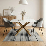 Black White Geometric Line Area Rug