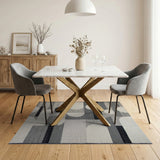 Bold Geometric Black White Abstract Area Rug
