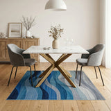 Modern Blue Wave Area Rug