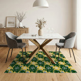 Geometric Snowflake Area Rug in Green Yellow