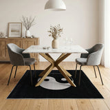 Yin Yang Black White Area Rug