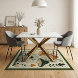Whimsical Mushroom Meadow Boho Chic Area Rug