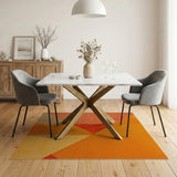 Geometric Modern Vibrant Orange Geometric Abstract Area Rug