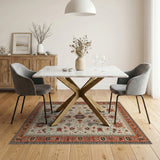 Traditional Persian Ivory Multi-Color Area Rug