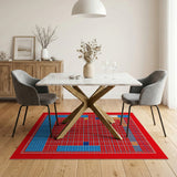 Bold Multi-Color Geometric Grid Area Rug