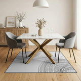 Black White Concentric Circles Geometric Area Rug