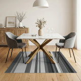 Geometric Modern Black and White Bold Black White Horizontal Stripe Area Rug