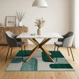 Emerald Green Geometric Block Green Area Rug