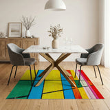 Vibrant Grid Multi-Color Geometric Area Rug