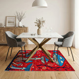 Whimsical Pixelated Mushroom Forest Red Area Rug