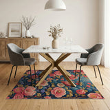 Vintage Pink Peony Garden Floral Rug