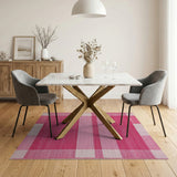 Vibrant Pink and White Plaid Area Rug