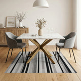 Grey Geometric Modern Grey Striped Area Rug
